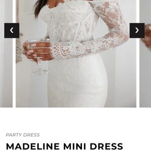 UNTAMED PETALS BY AMANDA JUDGE White Lace Long Sleeve Dress
